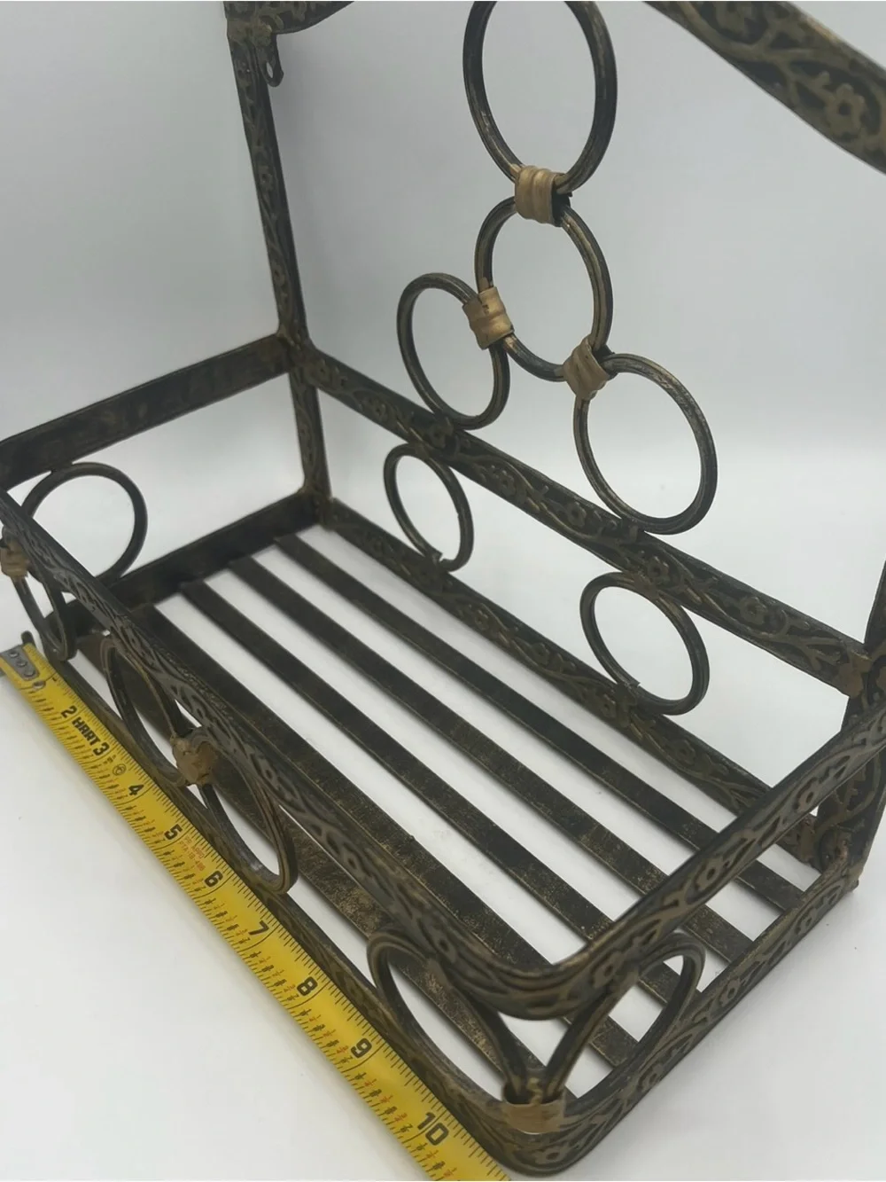 Ornate Floral Design Metal Wall Shelf 11”L x 10”H x 5”W